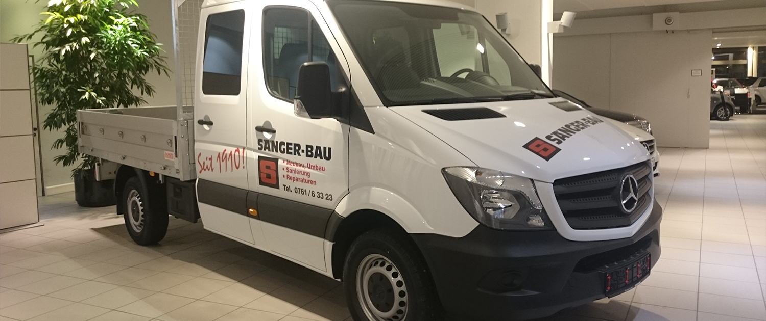 Fahrzeugbeschriftung Sänger-Bau, Werbetechnik in Freiburg